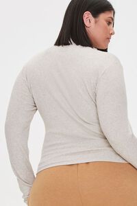 OATMEAL Plus Size Ribbed Half-Zip Top, image 3