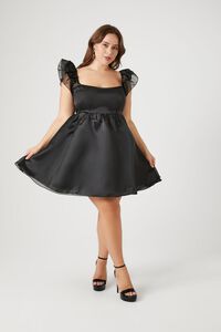 BLACK Plus Size Organza Mini Dress, image 1