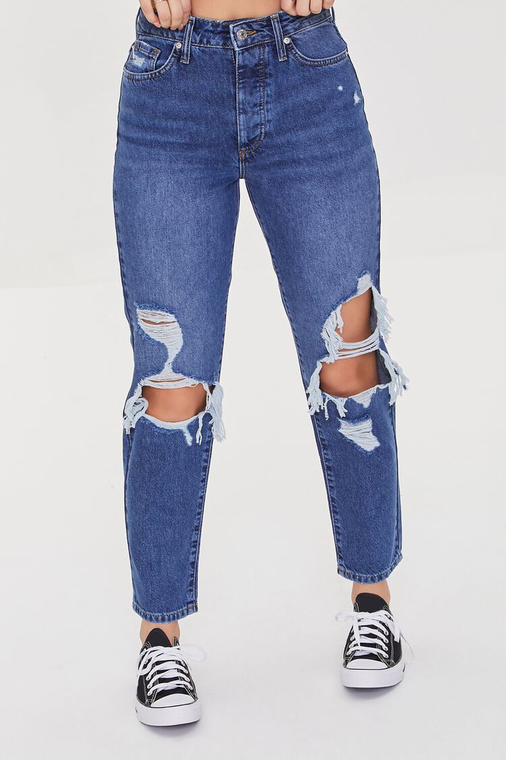 Ladder adelaar dichters Recycled Cotton Distressed Mom Jeans