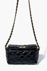 BLACK Twisted Faux Leather Crossbody Bag, image 5