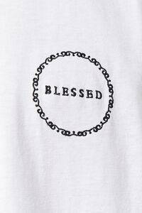 WHITE/BLACK Embroidered Blessed Tee, image 5