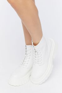 WHITE Faux Leather Lug-Sole Booties, image 1