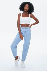 IVORY Ribbed Knit Crop Top, image 4