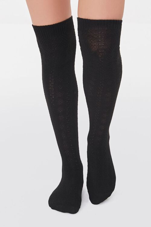 BLACK Over-the-Knee Pointelle Socks, image 4