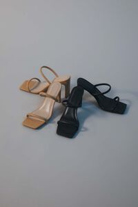 BLACK Faux Leather Open-Toe Heels (Wide), image 1