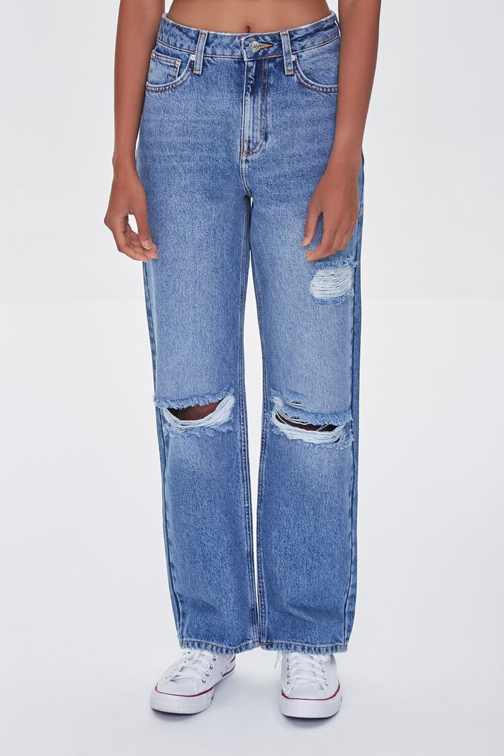 MEDIUM DENIM Premium Distressed 90s-Fit Jeans, image 2