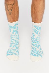 WHITE/BLUE Men Alma Del Sol Paradise Crew Socks, image 2