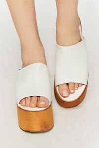 WHITE Faux Leather Platform Sandals, image 4
