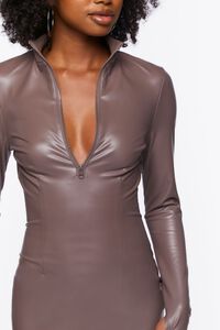 SHIITAKE Faux Leather Half-Zip Mini Dress, image 5