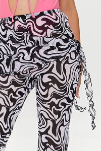WHITE/BLACK Marble Print Mesh Swim Cover-Up Pants, image 5