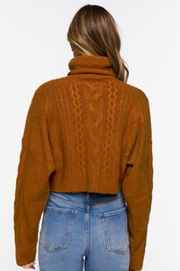 BROWN Cropped Cable Knit Turtleneck Sweater, image 3