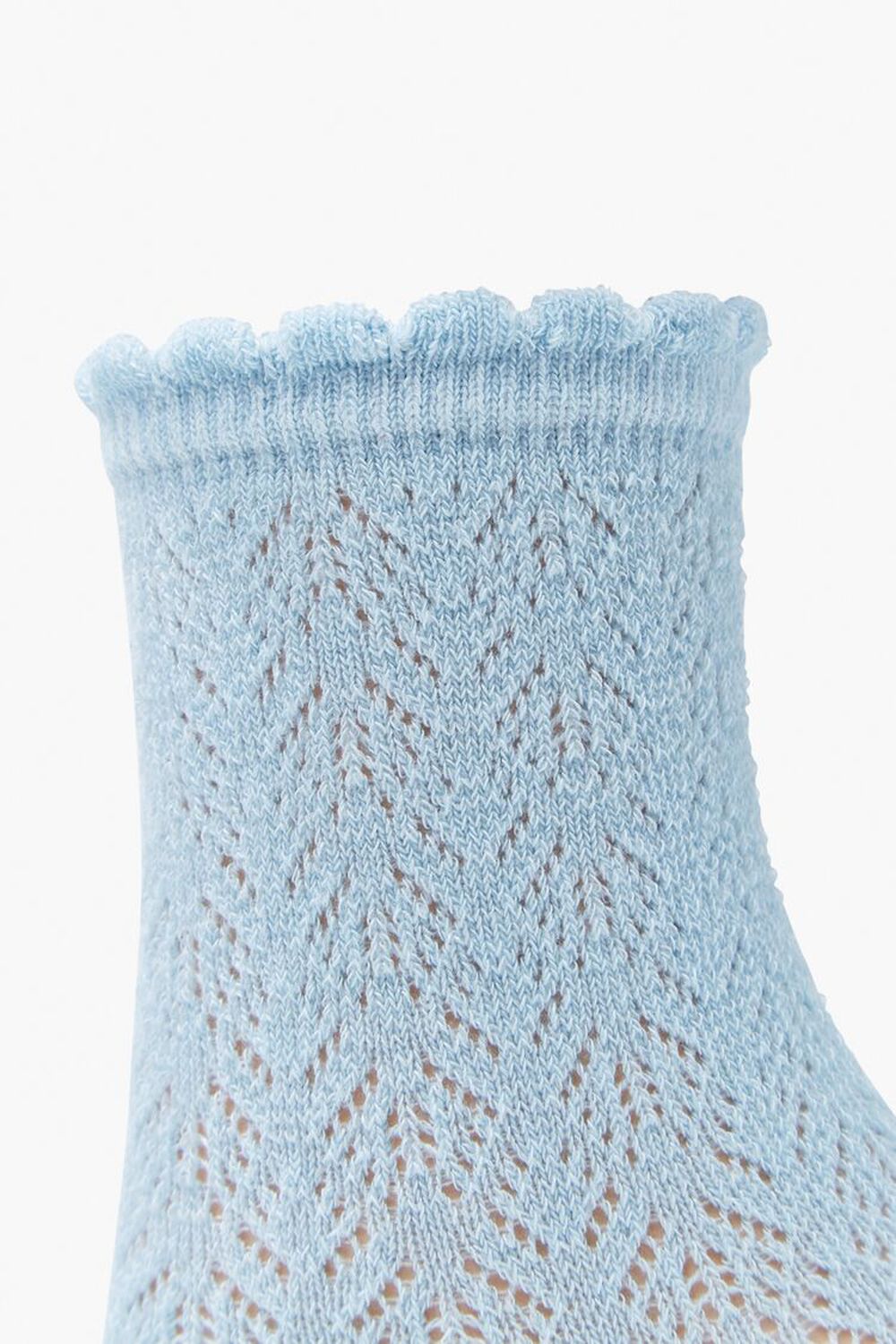 BLUE Lace Knit Crew Socks, image 2