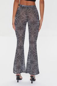 BLACK/MULTI Spiral Print Mesh Flare Pants, image 4