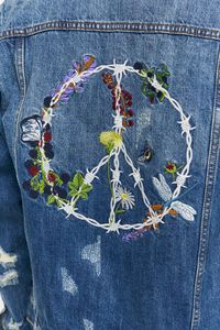 MEDIUM DENIM Embroidered Peace Denim Jacket, image 6