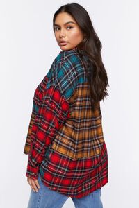 RED/MULTI Plus Size Reworked Plaid Flannel Shirt, image 6