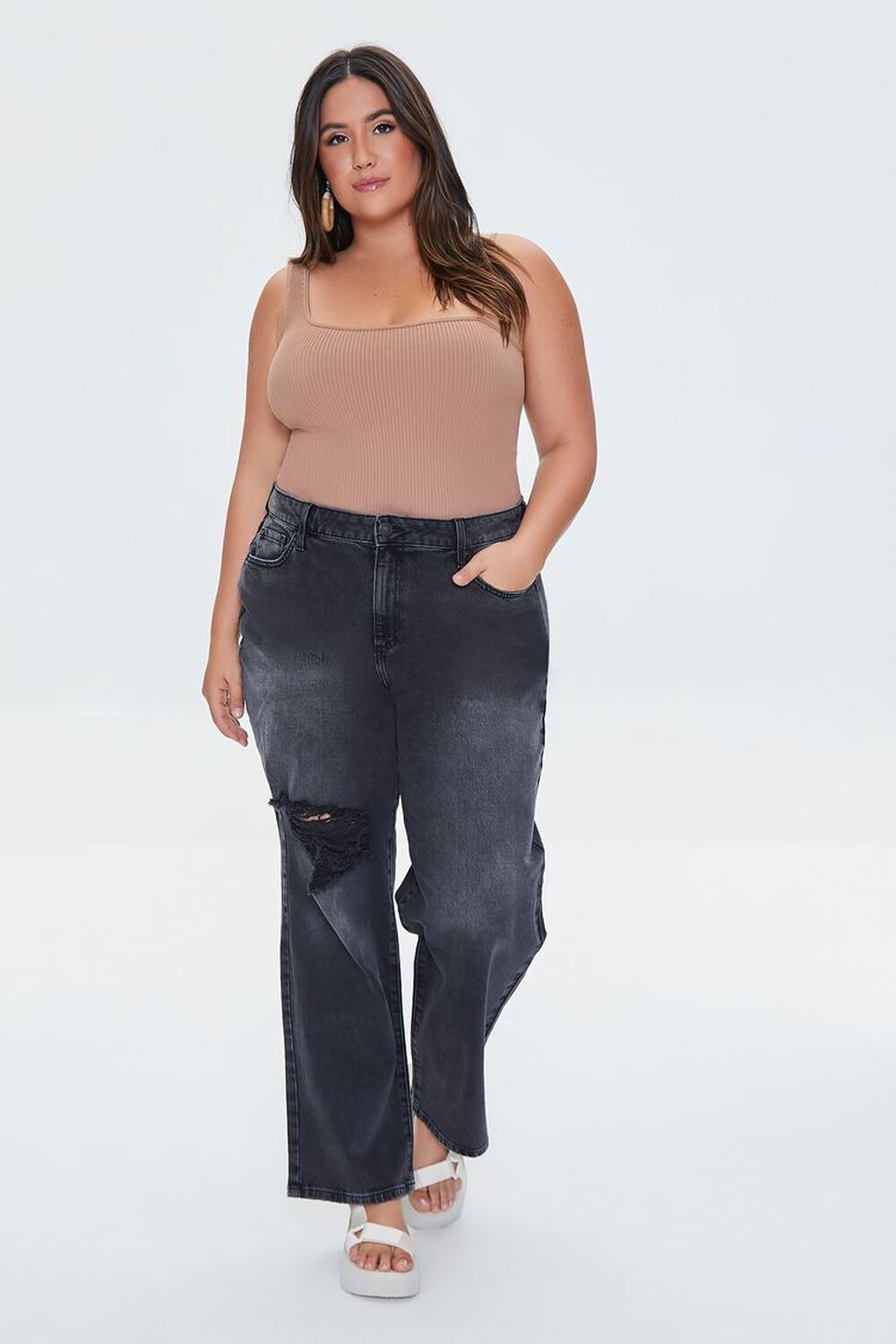 WASHED BLACK Plus Size 90s-Fit High-Rise Jeans, image 1