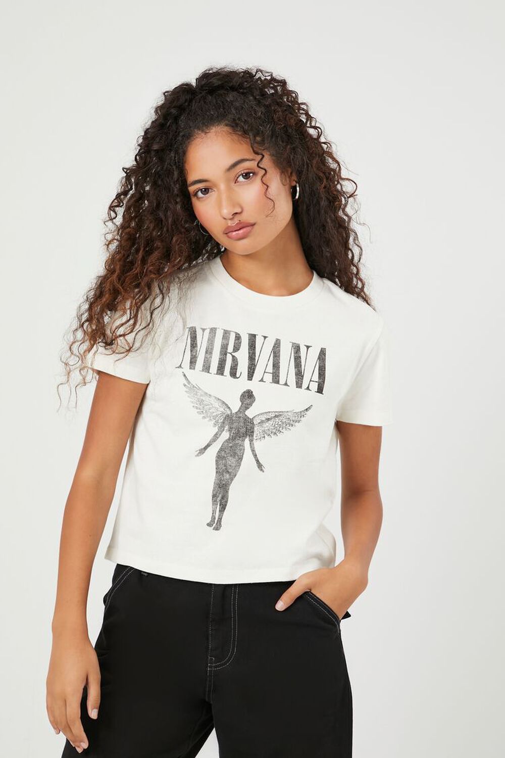 Nirvana Cropped Graphic Band T-Shirt