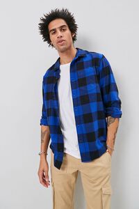 BLUE/BLACK Classic Fit Flannel Plaid Shirt, image 2