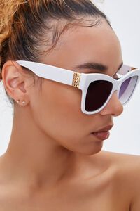WHITE/GREY Ornate-Trim Cat-Eye Sunglasses, image 2