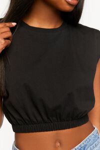 BLACK Cropped Muscle Tee, image 5
