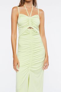 WILD LIME Ruched Cutout Halter Midi Dress, image 5