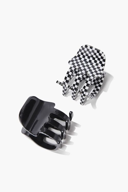 BLACK/MULTI Checkered Hair Claw Clip Set, image 2