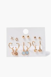 GOLD/BLUE Star Charm Hoop & Stud Earring Set, image 2