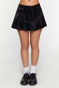 BLACK Faux Leather Pleated Micro Mini Skirt, image 3