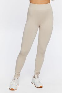 OYSTER GREY Seamless Ribbed High-Rise Leggings, image 2