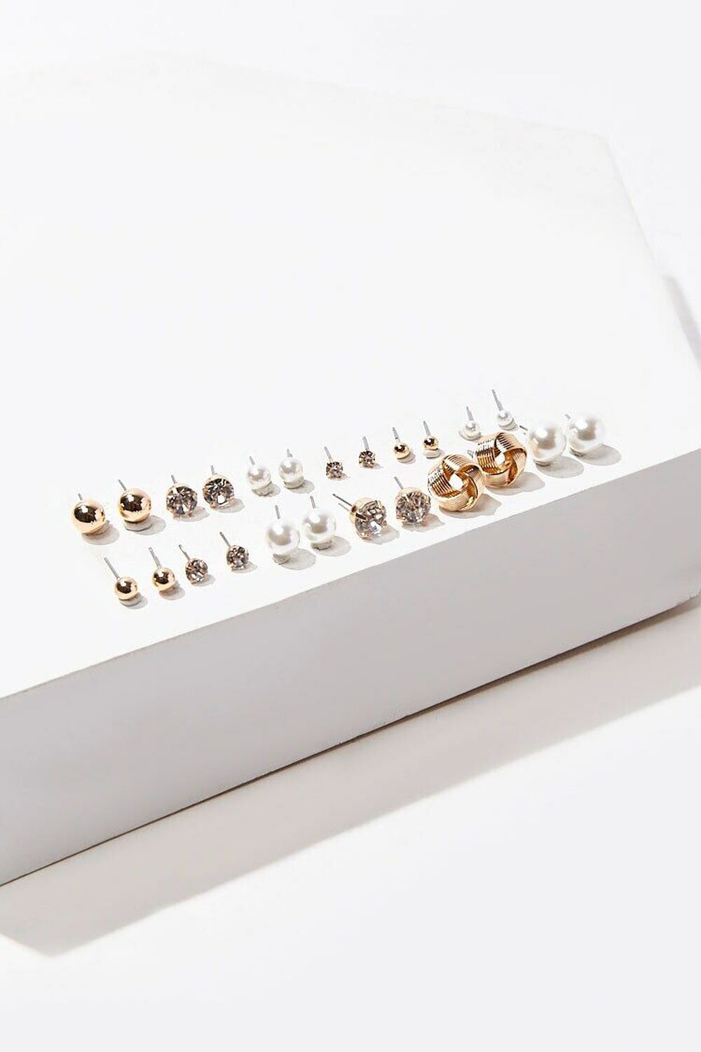 GOLD/CLEAR Faux Pearl Stud Earring Set, image 1
