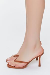TAN Faux Leather Thong Heels, image 2