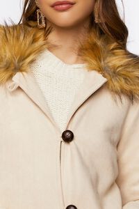 SAND/MULTI Faux Suede & Fur Longline Coat, image 5