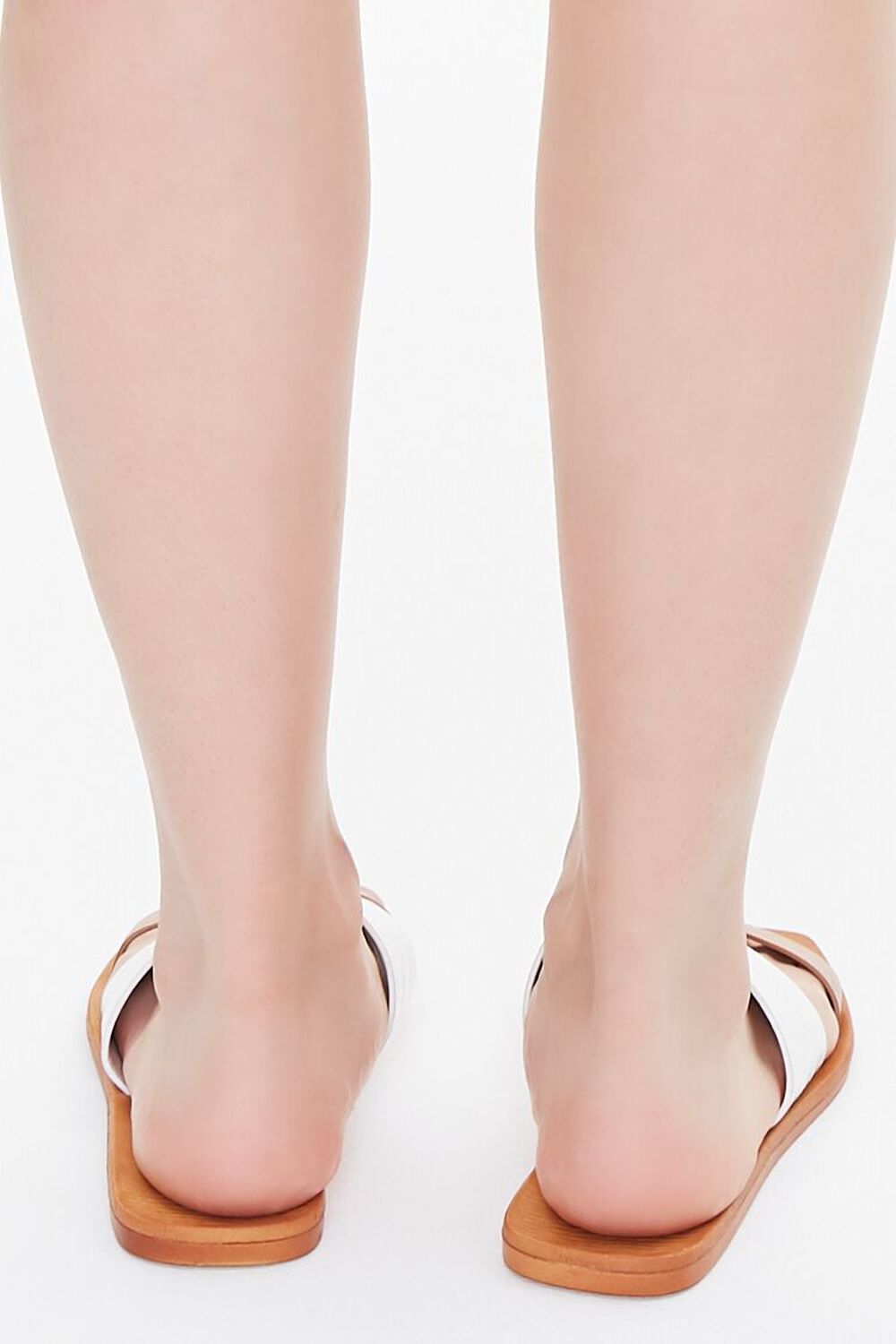 TAN/WHITE Square Dual-Strap Sandals, image 3