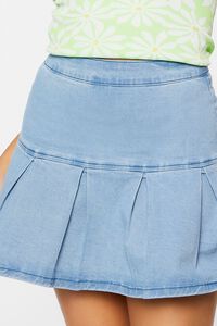 BLUE Pleated Denim Drop-Waist Skirt, image 6