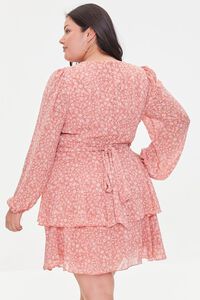 PINK/MULTI Plus Size Floral Print Mini Dress, image 3