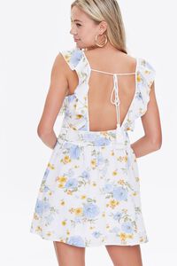CREAM/BLUE Floral Print Mini Dress, image 3