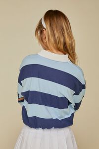 BLUE/MULTI Striped Rugby Cropped Shirt, image 3