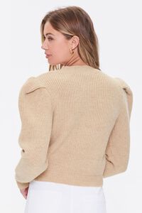 CAMEL Ribbed Puff-Sleeve Sweater, image 3