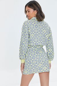 YELLOW/BLUE Floral Checkered Cropped Pullover, image 3