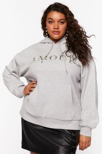 GREY/MULTI Plus Size Faux Pearl Amour Hoodie, image 6