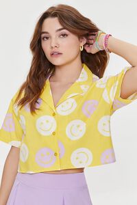 YELLOW/MULTI Happy Face Cropped Shirt, image 6