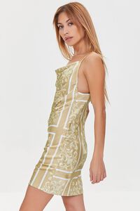 TAN/MULTI Baroque Print Satin Mini Dress, image 2