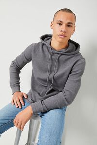 CHARCOAL HEATHER Sweater-Knit Drawstring Hoodie, image 1