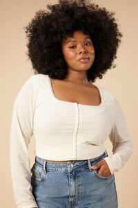 CHAMPAGNE Plus Size Dotted Hook-and-Eye Top, image 1
