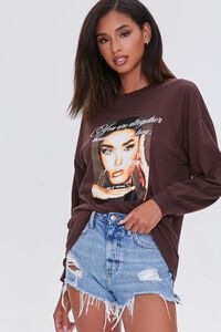 BROWN/MULTI Woman Graphic Oversized Tee, image 1