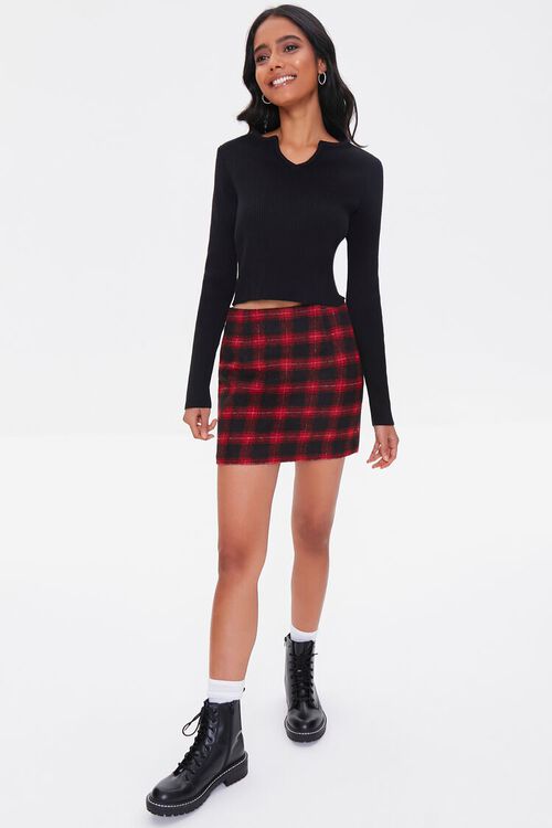 BLACK Ribbed Sweater-Knit Crop Top, image 4