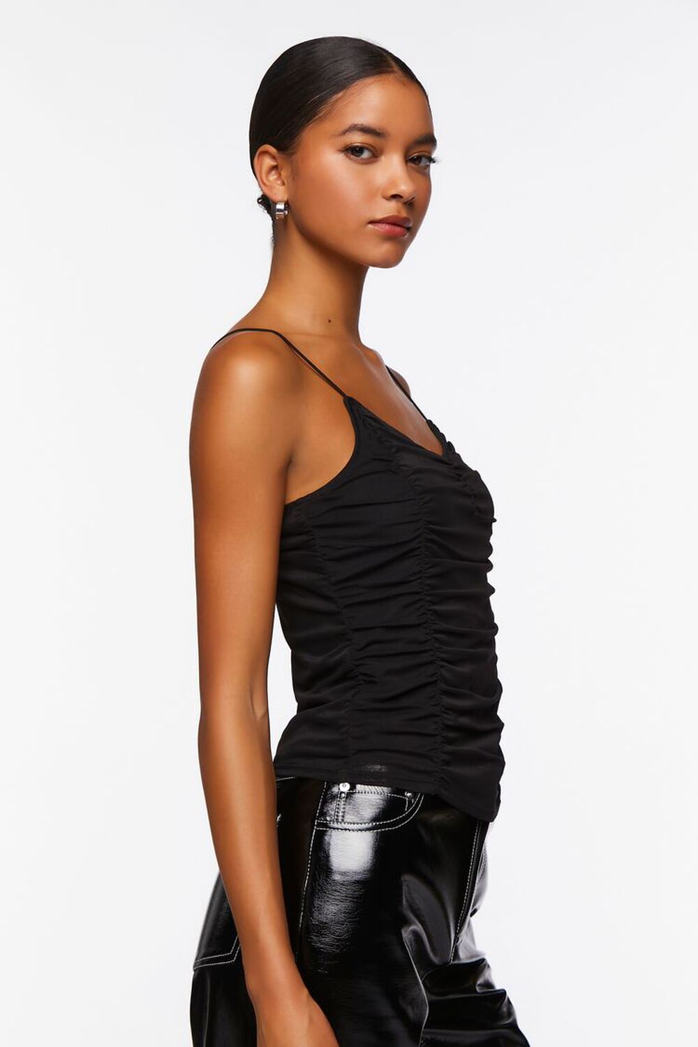 BLACK Fitted Ruched Cami, image 2