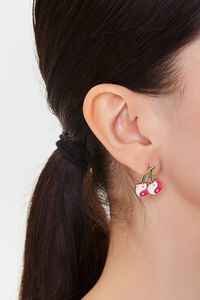 GOLD/RED Yin Yang Cherry Stud Earrings, image 1
