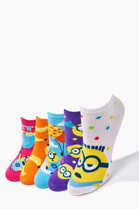 PINK/MULTI Minions Graphic Ankle Socks - 5 Pack, image 1