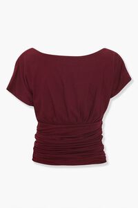 BURGUNDY Surplice Ruched Top, image 2